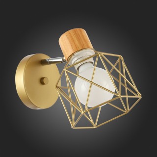 SLE110401-01 Светильник настенный Золотистый, Светлое дерево/Золотистый E27 1*60W STELITTO-foto4