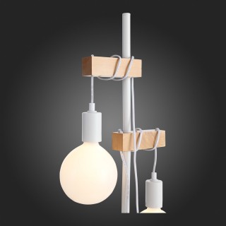 SL1142.505.01 Торшер Белый, Светлое дерево E27 2*60W BAGETTI-foto8