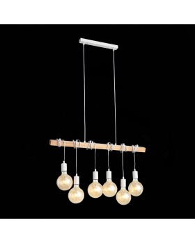 SL1142.503.06 Светильник подвесной Белый, Светлое дерево E27 6*60W BAGETTI-foto6