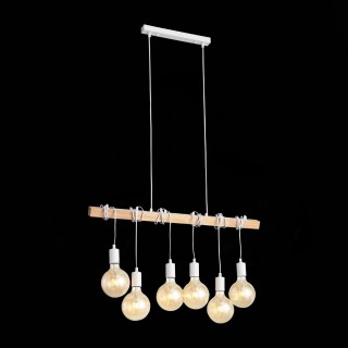 SL1142.503.06 Светильник подвесной Белый, Светлое дерево E27 6*60W BAGETTI-foto6