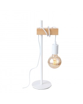 SL1142.504.01 Прикроватная лампа Белый, Светлое дерево E27 1*60W BAGETTI-foto3