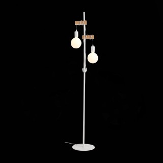 SL1142.505.01 Торшер Белый, Светлое дерево E27 2*60W BAGETTI-foto4