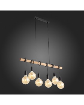 SL1142.403.06 Светильник подвесной Черный, Светлое дерево E27 6*60W BAGETTI-foto4