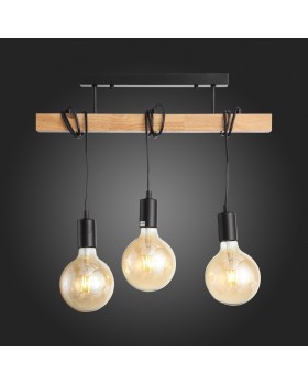 SL1142.403.03 Люстра потолочная Черный, Светлое дерево E27 3*60W BAGETTI-foto7