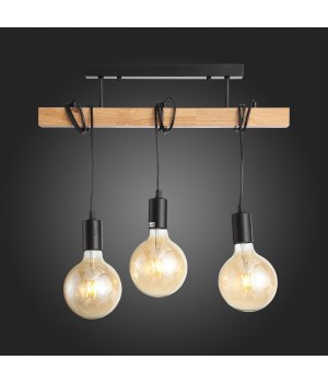 SL1142.403.03 Люстра потолочная Черный, Светлое дерево E27 3*60W BAGETTI-foto7