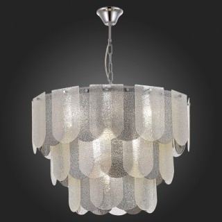 SLE1125-103-12 Светильник подвесной Хром/Прозрачно-Дымчатый E14 12*40W ERZO-foto5