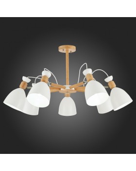 SLE103802-07 Люстра потолочная Светлое дерево, Белый/Белый E27 7*60W BALCAMO-foto7