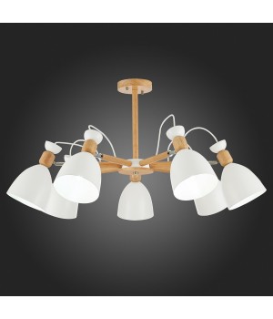 SLE103802-07 Люстра потолочная Светлое дерево, Белый/Белый E27 7*60W BALCAMO-foto7
