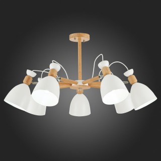 SLE103802-07 Люстра потолочная Светлое дерево, Белый/Белый E27 7*60W BALCAMO-foto7