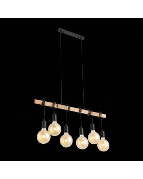 SL1142.403.06 Светильник подвесной Черный, Светлое дерево E27 6*60W BAGETTI-foto8