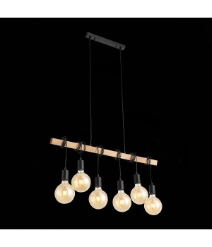SL1142.403.06 Светильник подвесной Черный, Светлое дерево E27 6*60W BAGETTI-foto8