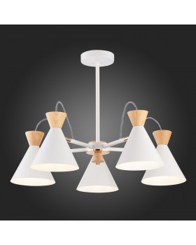 SLE125102-05 Люстра потолочная Белый, Золото/Белый, Светлое дерево E14 5*40W Modica-foto5