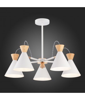 SLE125102-05 Люстра потолочная Белый, Золото/Белый, Светлое дерево E14 5*40W Modica-foto5