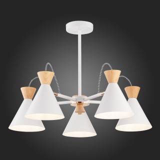 SLE125102-05 Люстра потолочная Белый, Золото/Белый, Светлое дерево E14 5*40W Modica-foto5