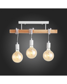 SL1142.503.03 Люстра потолочная Белый, Светлое дерево E27 3*60W BAGETTI-foto9