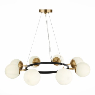SLE220403-08 Люстра подвесная Черный, Латунь/Белый E27 8*60W FORLI-foto3