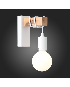 SL1142.501.01 Светильник настенный Белый, Светлое дерево E27 1*60W BAGETTI-foto5