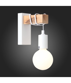 SL1142.501.01 Светильник настенный Белый, Светлое дерево E27 1*60W BAGETTI-foto5