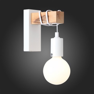 SL1142.501.01 Светильник настенный Белый, Светлое дерево E27 1*60W BAGETTI-foto5
