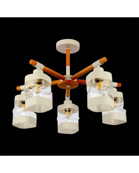 SLE114502-05 Люстра потолочная Белый, Светлое дерево/Белый, Прозрачный E27 5*60W ABIRITTO-foto5