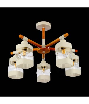 SLE114502-05 Люстра потолочная Белый, Светлое дерево/Белый, Прозрачный E27 5*60W ABIRITTO-foto5