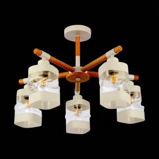 SLE114502-05 Люстра потолочная Белый, Светлое дерево/Белый, Прозрачный E27 5*60W ABIRITTO-foto5