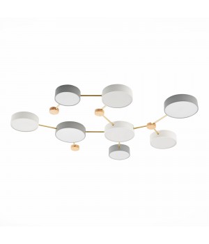 SLE600102-08 Светильник потолочный Золотистый, Светлое дерево/Белый, Серый LED 8*16,5W 4000K DOSSENA-foto2