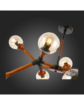 SLE109402-08 Люстра потолочная Черный, Темное дерево/Прозрачный, Янтарный E27 8*60W RAQUEL-foto9