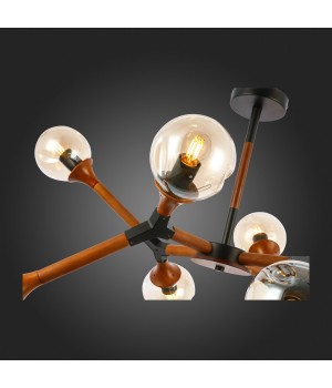 SLE109402-08 Люстра потолочная Черный, Темное дерево/Прозрачный, Янтарный E27 8*60W RAQUEL-foto9