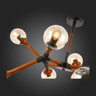 SLE109402-08 Люстра потолочная Черный, Темное дерево/Прозрачный, Янтарный E27 8*60W RAQUEL-foto9