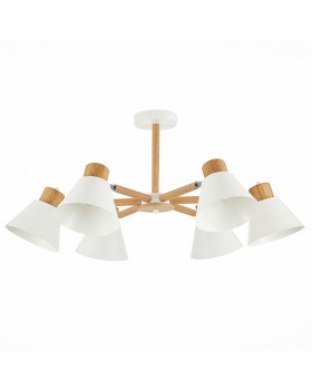 SLE103702-06 Люстра потолочная Светлое дерево, Белый/Белый E27 6*60W BUVE-foto2