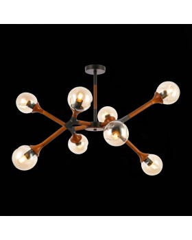 SLE109402-08 Люстра потолочная Черный, Темное дерево/Прозрачный, Янтарный E27 8*60W RAQUEL-foto4