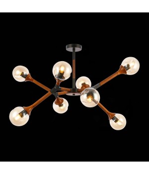 SLE109402-08 Люстра потолочная Черный, Темное дерево/Прозрачный, Янтарный E27 8*60W RAQUEL-foto4