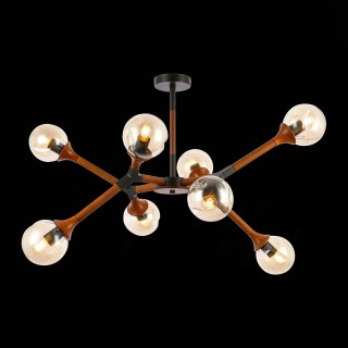 SLE109402-08 Люстра потолочная Черный, Темное дерево/Прозрачный, Янтарный E27 8*60W RAQUEL-foto4