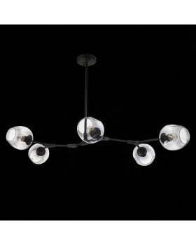 SLE154843-05 Светильник подвесной Черный/Дымчатый E27 5*40W RAMETTO-foto4