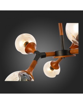 SLE109402-06 Люстра потолочная Черный, Темное дерево/Прозрачный, Янтарный E27 6*60W RAQUEL-foto6