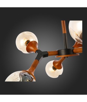 SLE109402-06 Люстра потолочная Черный, Темное дерево/Прозрачный, Янтарный E27 6*60W RAQUEL-foto6