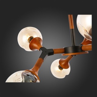 SLE109402-06 Люстра потолочная Черный, Темное дерево/Прозрачный, Янтарный E27 6*60W RAQUEL-foto6