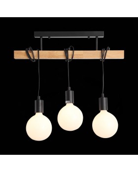 SL1142.403.03 Люстра потолочная Черный, Светлое дерево E27 3*60W BAGETTI-foto6