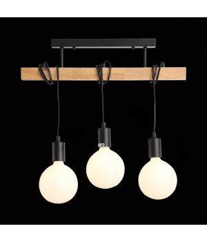SL1142.403.03 Люстра потолочная Черный, Светлое дерево E27 3*60W BAGETTI-foto6