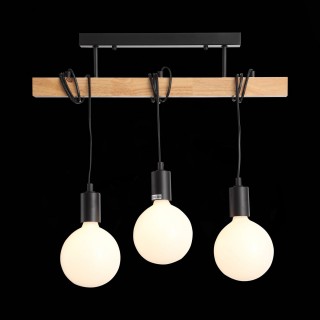 SL1142.403.03 Люстра потолочная Черный, Светлое дерево E27 3*60W BAGETTI-foto6