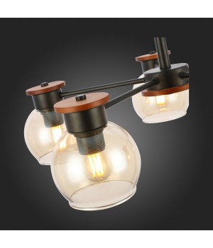 SLE108102-05 Люстра потолочная Черный, Темное дерево/Прозрачный, Янтарный E27 5*60W RASCO-foto9