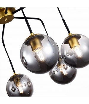 SLE1097-302-06 Люстра потолочная Матовое золото/Дымчатый E27 6*60W SCORZE-foto3