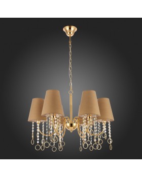 SL1138.203.06 Люстра подвесная Французское золото/Бежевый, Прозрачный E14 6*40W MEDDO-foto4