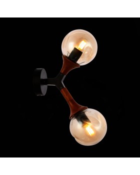 SLE109401-01 Светильник настенный Черный, Темное дерево/Прозрачный, Янтарный E27 2*60W RAQUEL-foto7