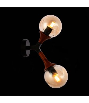 SLE109401-01 Светильник настенный Черный, Темное дерево/Прозрачный, Янтарный E27 2*60W RAQUEL-foto7