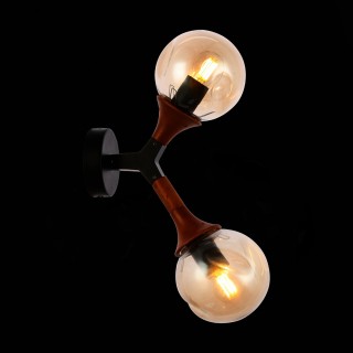 SLE109401-01 Светильник настенный Черный, Темное дерево/Прозрачный, Янтарный E27 2*60W RAQUEL-foto7