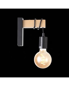 SL1142.401.01 Светильник настенный Черный, Светлое дерево E27 1*60W BAGETTI-foto8