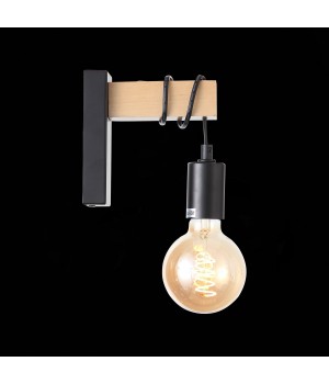 SL1142.401.01 Светильник настенный Черный, Светлое дерево E27 1*60W BAGETTI-foto8