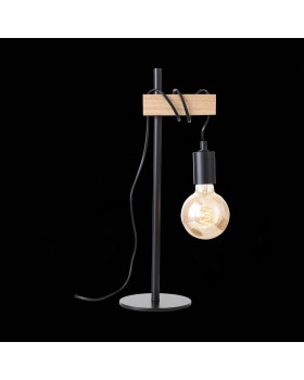 SL1142.404.01 Прикроватная лампа Черный, Светлое дерево E27 1*60W BAGETTI-foto4